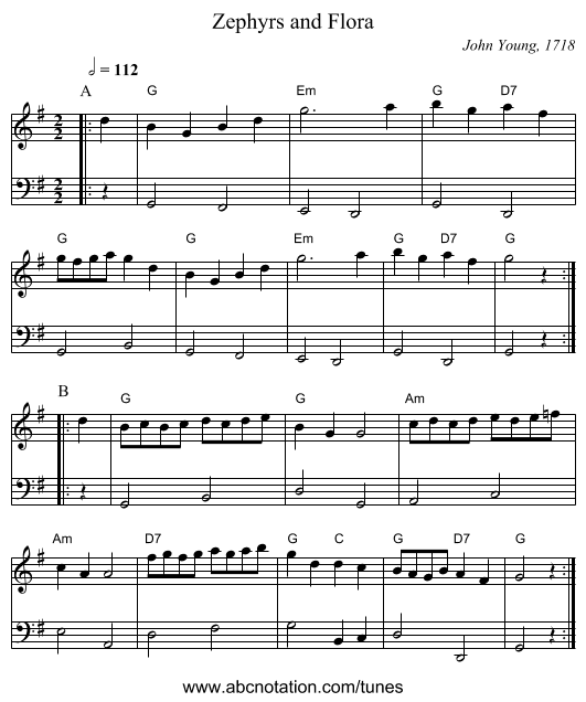 Zephyrs and Flora - staff notation