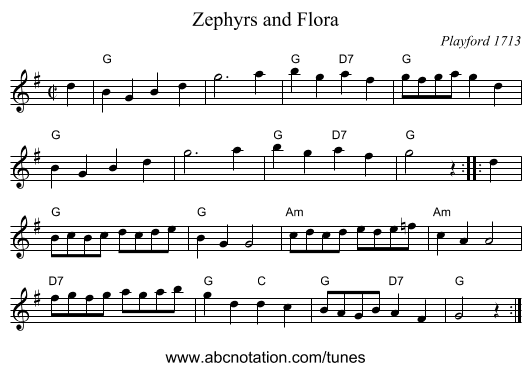 Zephyrs and Flora - staff notation