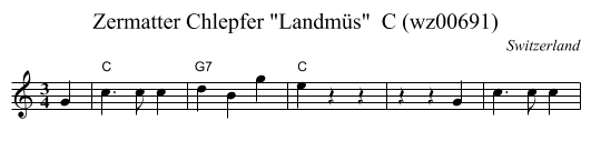 Zermatter Chlepfer Landmüs  C (wz00691) - staff notation