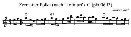 Zermatter Polka (nach 'Hofmuri')  C (pk00693) - staff notation
