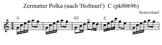 Zermatter Polka (nach 'Hofmuri')  C (pk00696) - staff notation