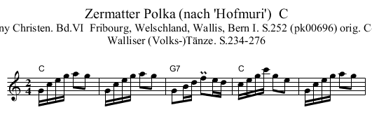 Zermatter Polka (nach 'Hofmuri')  C - staff notation