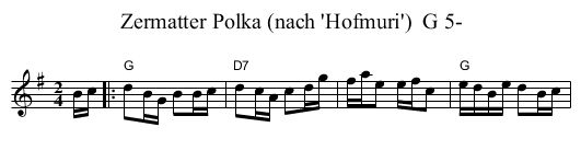 Zermatter Polka (nach 'Hofmuri')  G 5- - staff notation