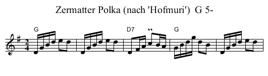 Zermatter Polka (nach 'Hofmuri')  G 5- - staff notation