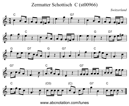 Zermatter Schottisch  C (st00966) - staff notation