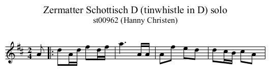 Zermatter Schottisch D (tinwhistle in D) solo - staff notation