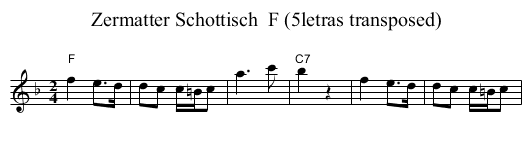 Zermatter Schottisch  F (5letras transposed) - staff notation