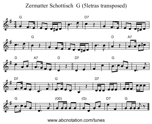 Zermatter Schottisch  G (5letras transposed) - staff notation