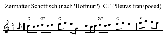 Zermatter Schottisch (nach 'Hofmuri')  CF (5letras transposed) - staff notation