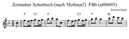 Zermatter Schottisch (nach 'Hofmuri')  FBb (st00695) - staff notation