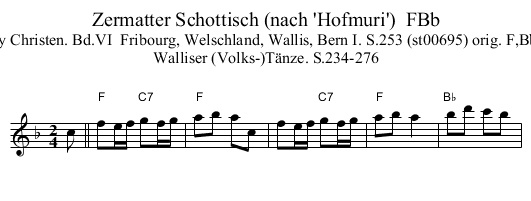 Zermatter Schottisch (nach 'Hofmuri')  FBb - staff notation