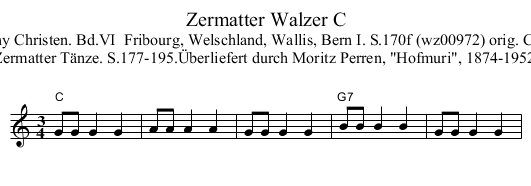 Zermatter Walzer C - staff notation
