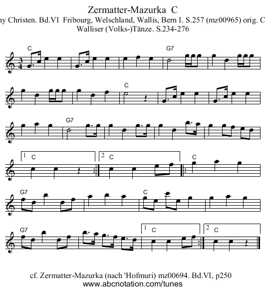 Zermatter-Mazurka C - staff notation