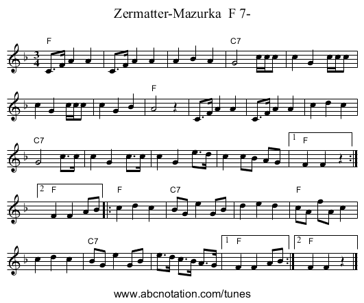 Zermatter-Mazurka  F 7- - staff notation