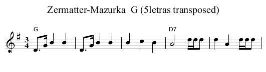Zermatter-Mazurka  G (5letras transposed) - staff notation