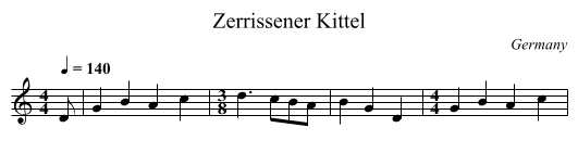 Zerrissener Kittel - staff notation