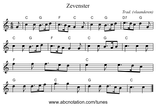 Zevenster - staff notation