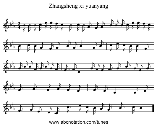 Zhangsheng xi yuanyang - staff notation
