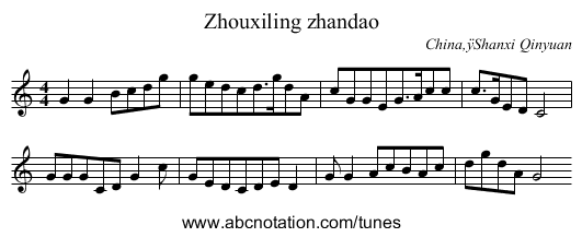 Zhouxiling zhandao - staff notation
