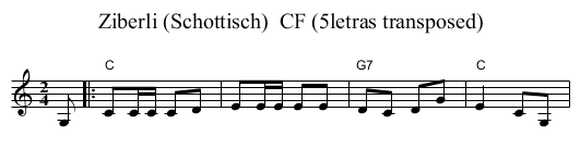 Ziberli (Schottisch)  CF (5letras transposed) - staff notation