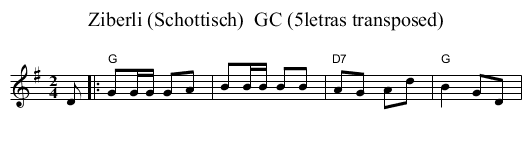Ziberli (Schottisch)  GC (5letras transposed) - staff notation