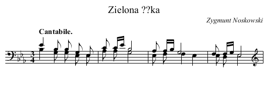 Zielona ??ka - staff notation