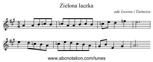 Zielona laczka - staff notation