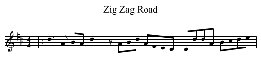 Zig Zag Road - staff notation