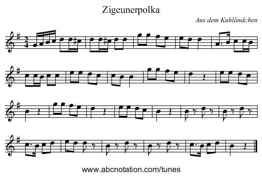Zigeunerpolka - staff notation