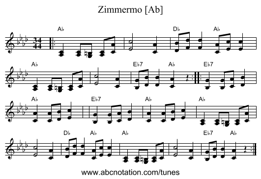 Zimmermo [Ab] - staff notation