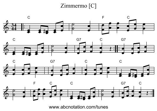Zimmermo [C] - staff notation