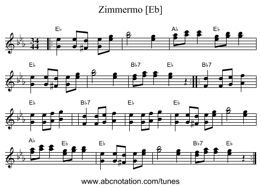 Zimmermo [Eb] - staff notation