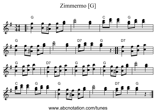 Zimmermo [G] - staff notation