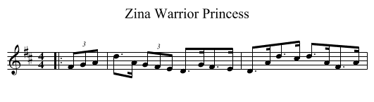 Zina Warrior Princess - staff notation