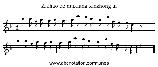 Zizhao de duixiang xinzhong ai - staff notation