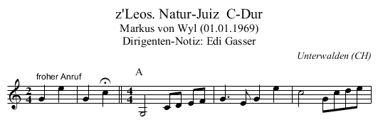 z'Leos. Natur-Juiz  C-Dur - staff notation