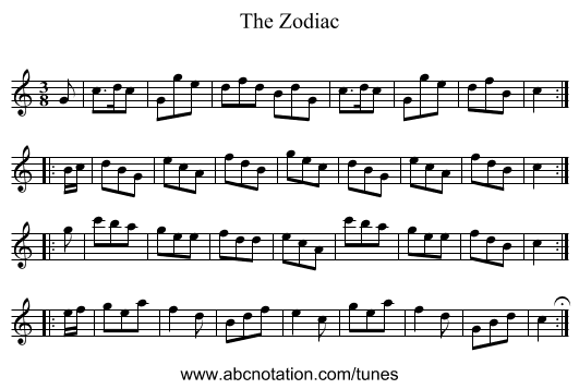 Zodiac, The - staff notation