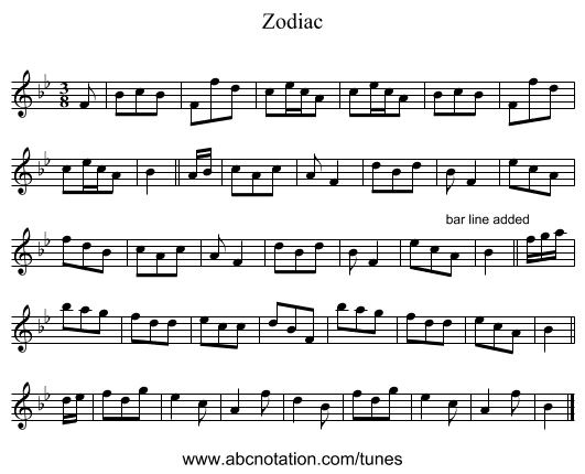 Zodiac - staff notation