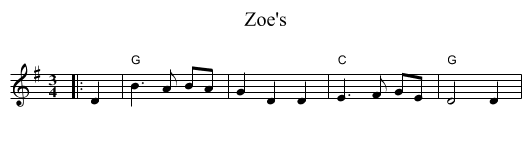Zoe's - staff notation