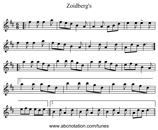 Zoidberg's - staff notation