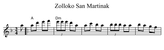 Zolloko San Martinak - staff notation