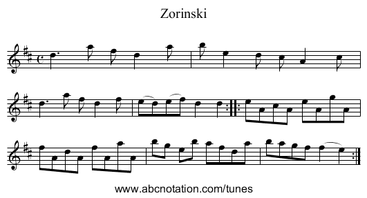 Zorinski - staff notation