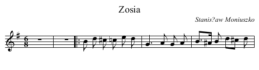 Zosia - staff notation