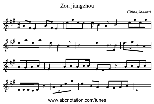 Zou jiangzhou - staff notation