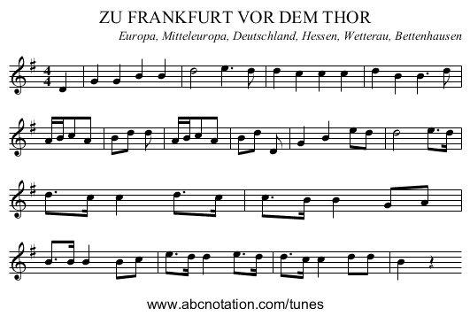 ZU FRANKFURT VOR DEM THOR - staff notation