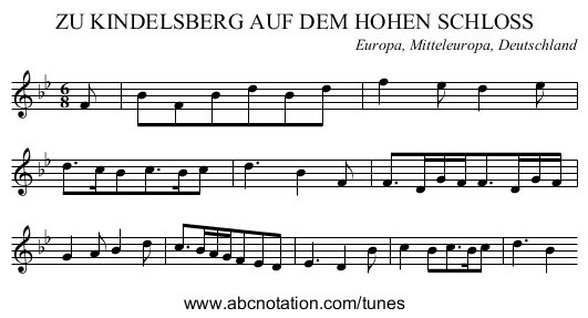ZU KINDELSBERG AUF DEM HOHEN SCHLOSS - staff notation