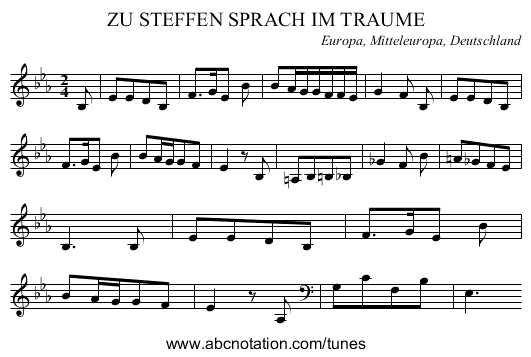 ZU STEFFEN SPRACH IM TRAUME - staff notation