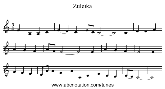Zuleika - staff notation