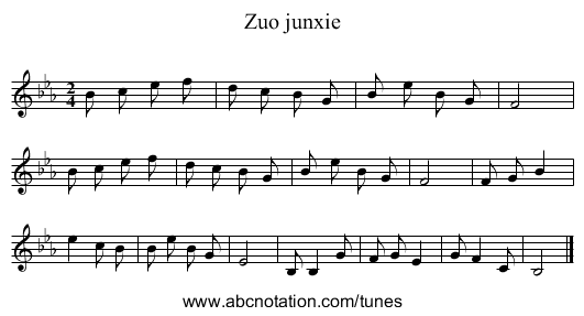 Zuo junxie - staff notation