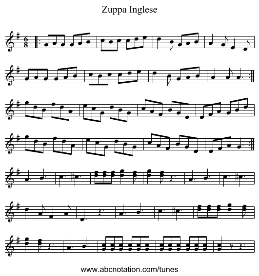 Zuppa Inglese - staff notation